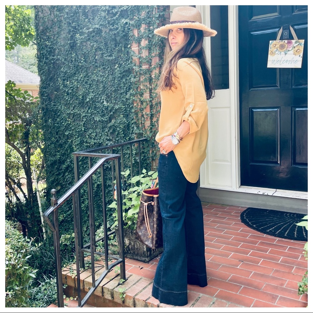 01 Wide retro leg side pocket dark denim jeans - Picture 6 of 8